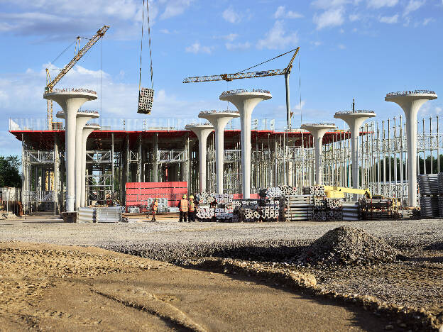 Baustelle in Vorarlberg, Betonsäulen, Industriefotografie Christian Vorhofer, Kunde Rhomberg Bau